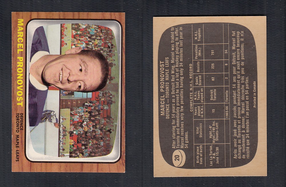1966-67 TOPPS HOCKEY CARD #20 M. PRONOVOST photo