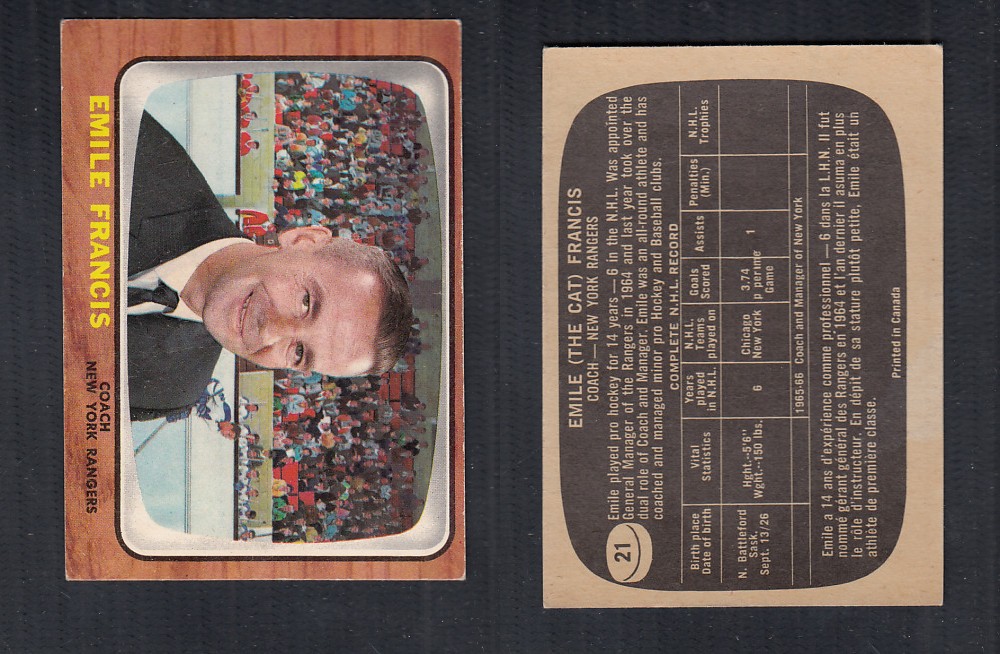 1966-67 TOPPS HOCKEY CARD #21 E. FRANCIS photo