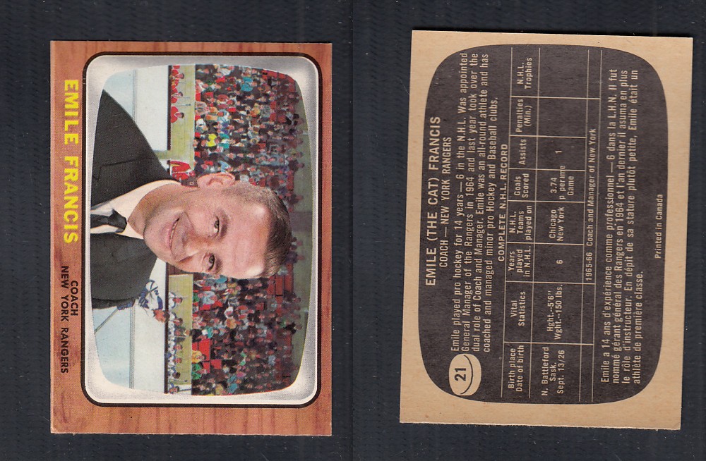 1966-67 TOPPS HOCKEY CARD #21 E. FRANCIS photo