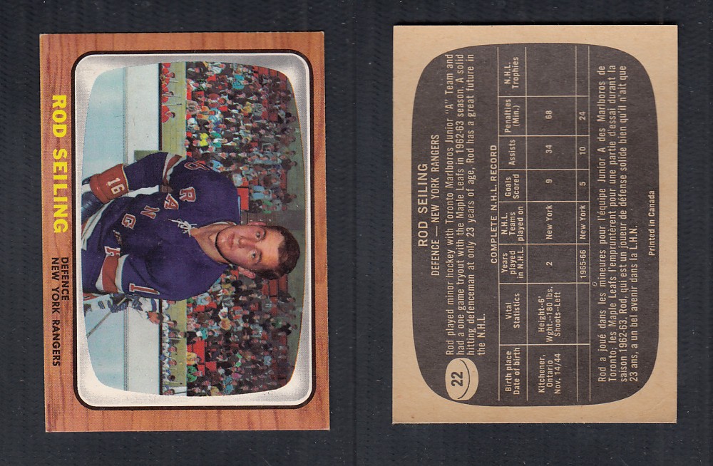 1966-67 TOPPS HOCKEY CARD #22 R. SEILING photo