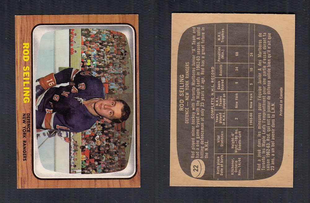 1966-67 TOPPS HOCKEY CARD #22 R. SEILING photo