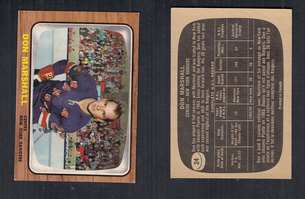 1966-67 TOPPS HOCKEY CARD #24 D. MARSHALL photo