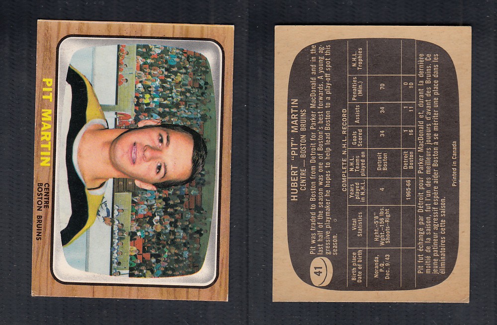 1966-67 TOPPS HOCKEY CARD #41 P. MARTIN photo