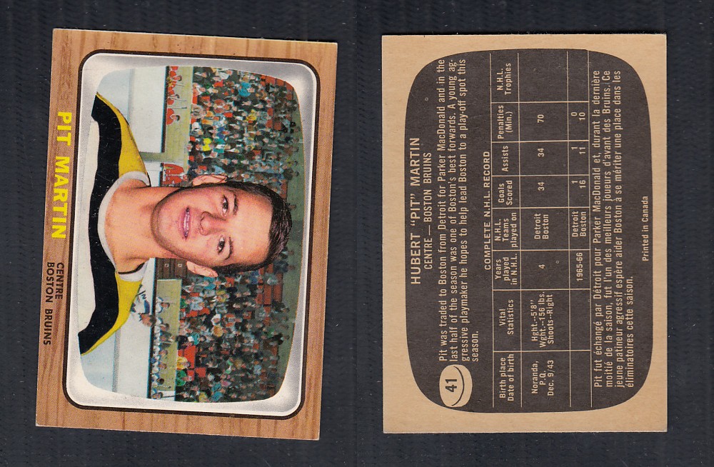 1966-67 TOPPS HOCKEY CARD #41 P. MARTIN photo