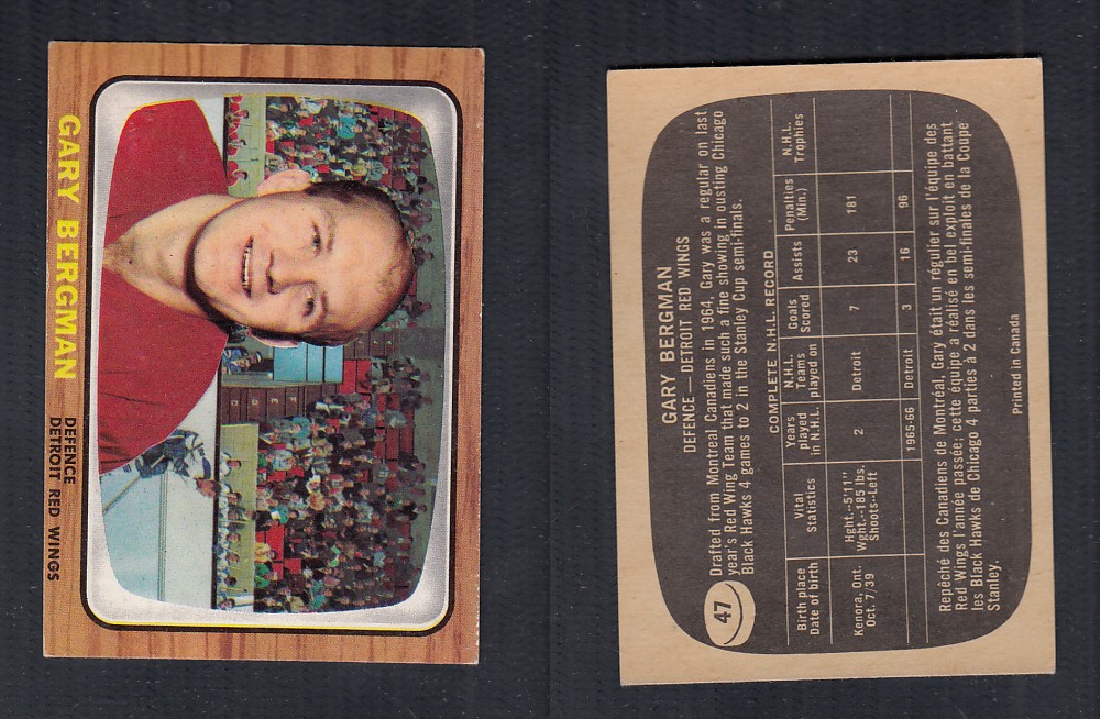 1966-67 TOPPS HOCKEY CARD #47 G. BERGMAN photo