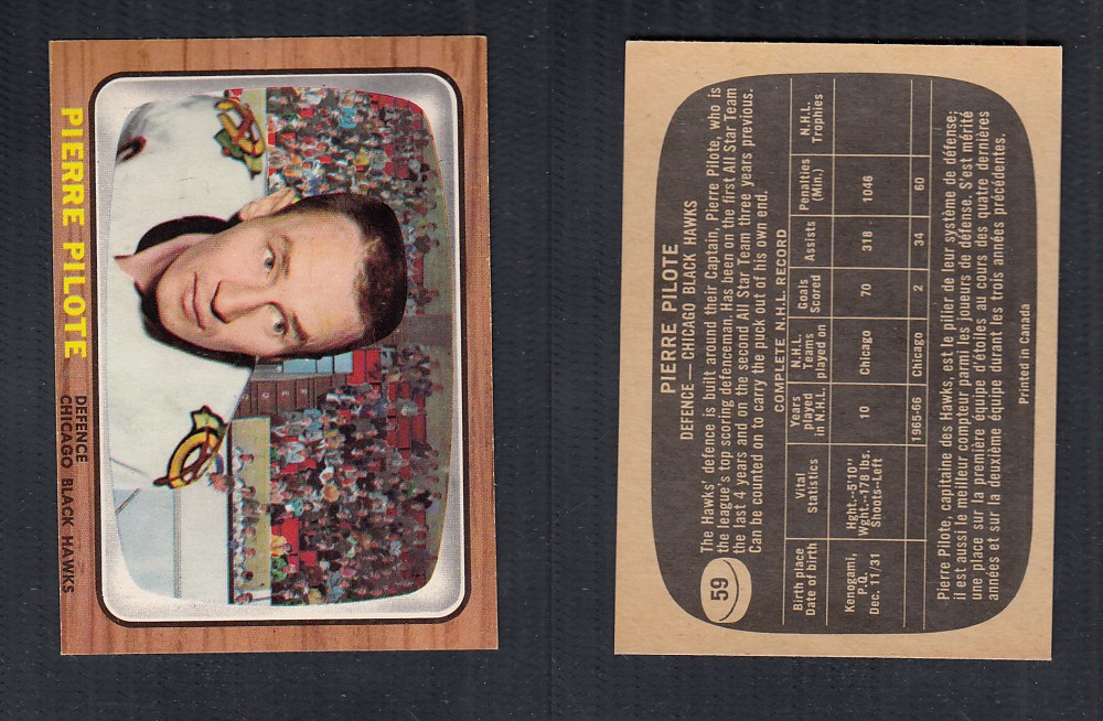 1966-67 TOPPS HOCKEY CARD #59 P. PILOTE  photo