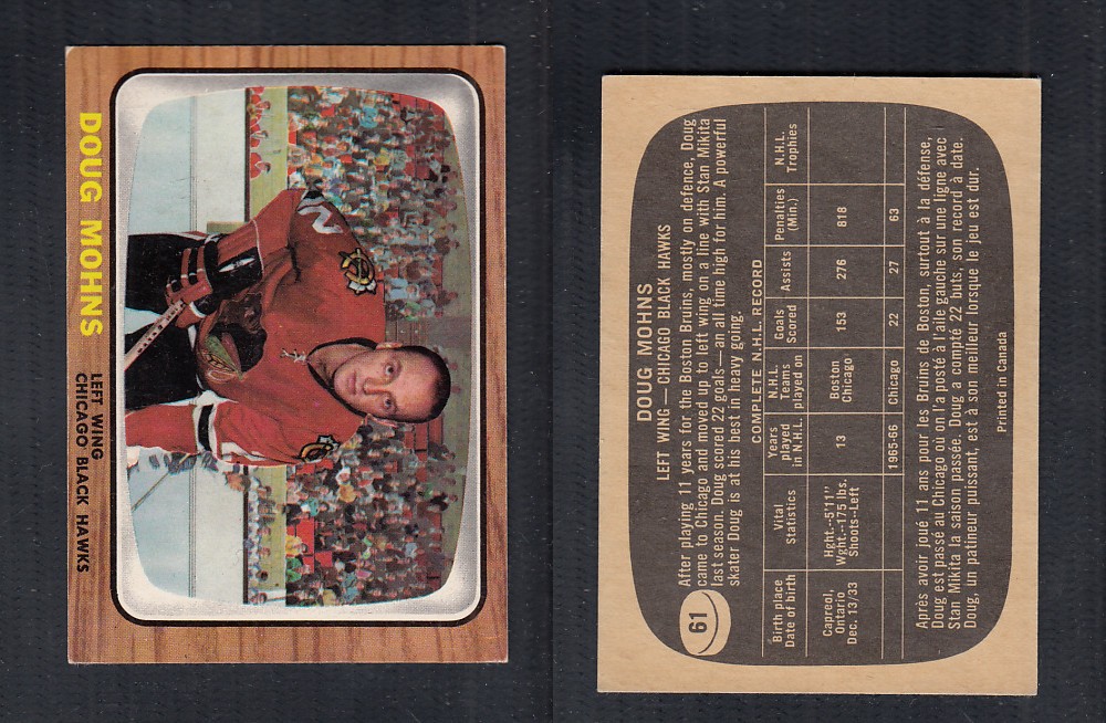 1966-67 TOPPS HOCKEY CARD #61 D. MOHNS photo