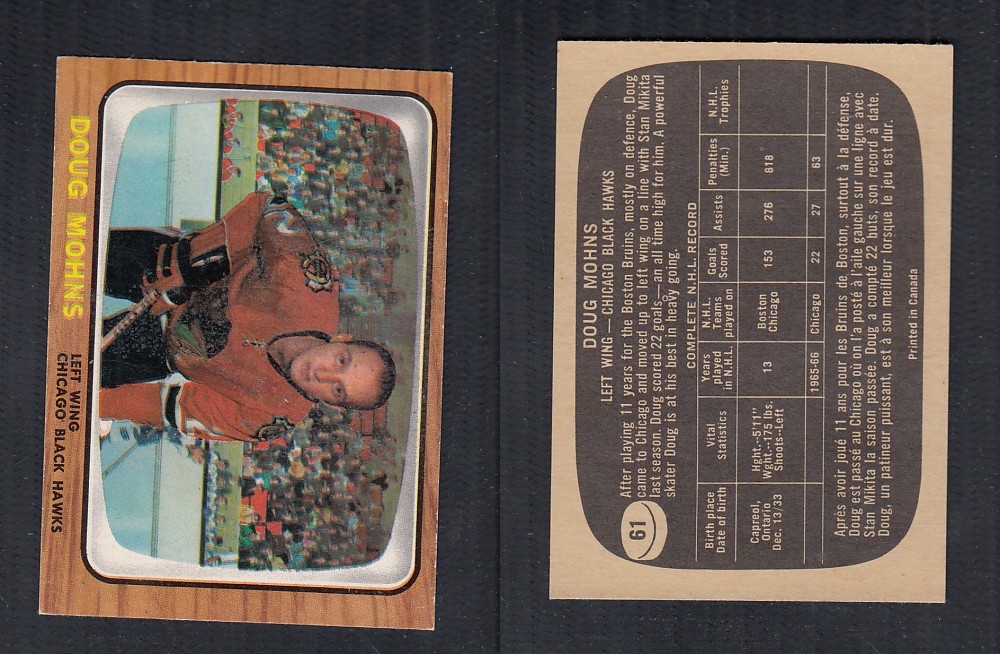 1966-67 TOPPS HOCKEY CARD #61 D. MOHNS photo