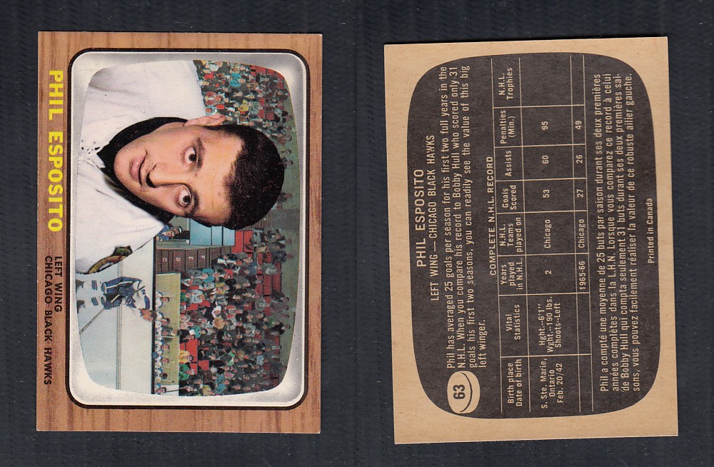 1966-67 TOPPS HOCKEY CARD #63 P. ESPOSITO photo