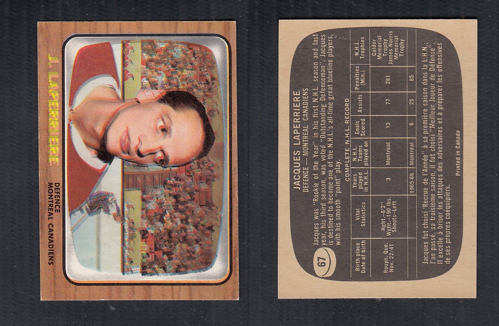 1966-67 TOPPS HOCKEY CARD #67 J. LAPERRIERE photo