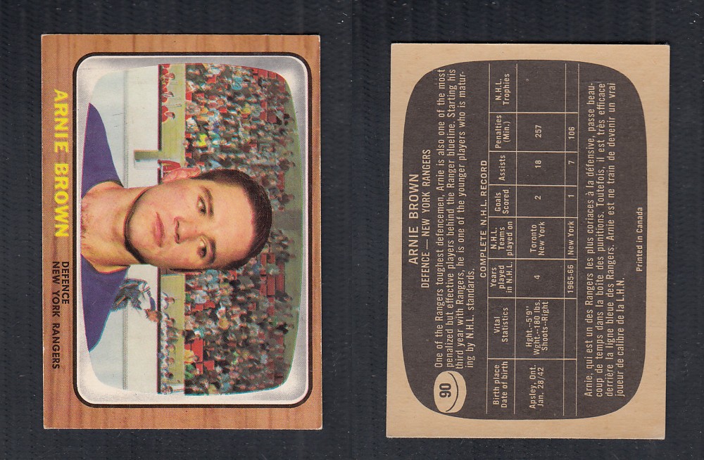 1966-67 TOPPS HOCKEY CARD #90 A. BROWN photo