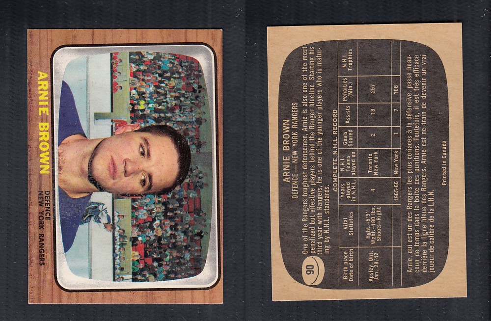 1966-67 TOPPS HOCKEY CARD #90 A. BROWN photo