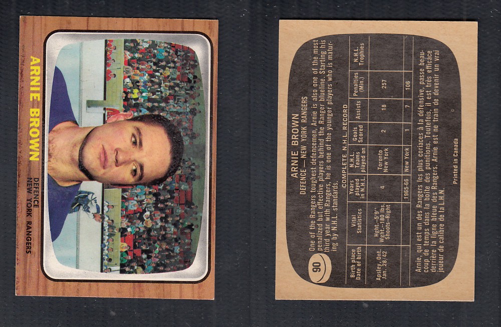 1966-67 TOPPS HOCKEY CARD #90 A. BROWN photo