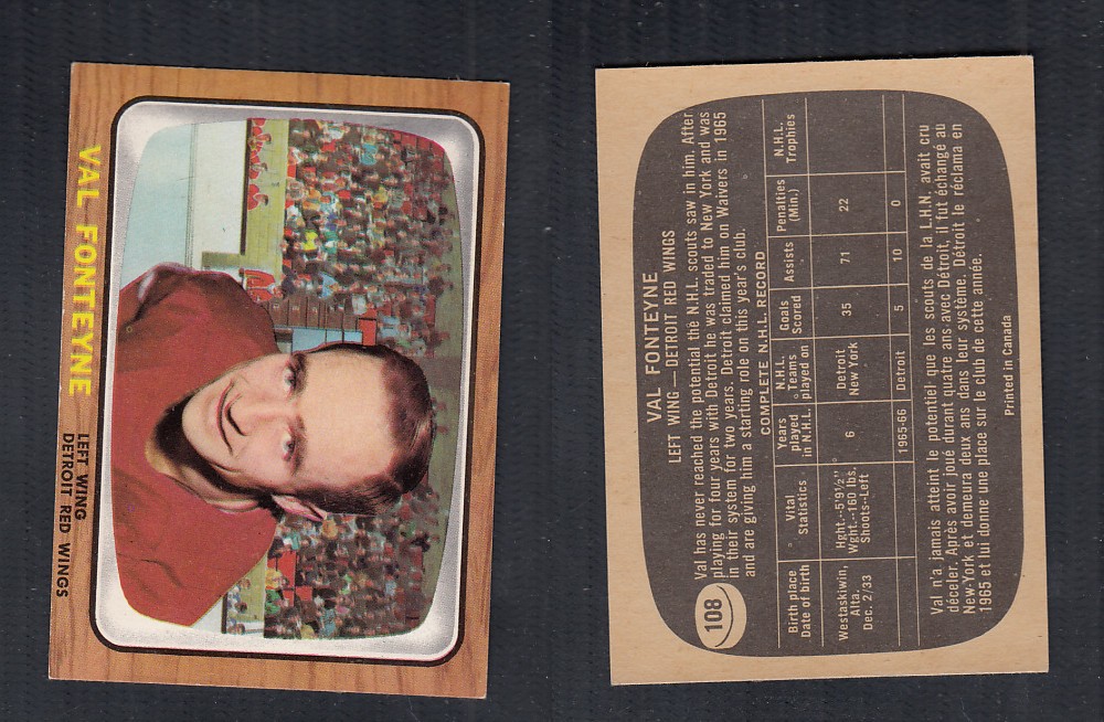 1966-67 TOPPS HOCKEY CARD #108 V. FONTEYNE photo