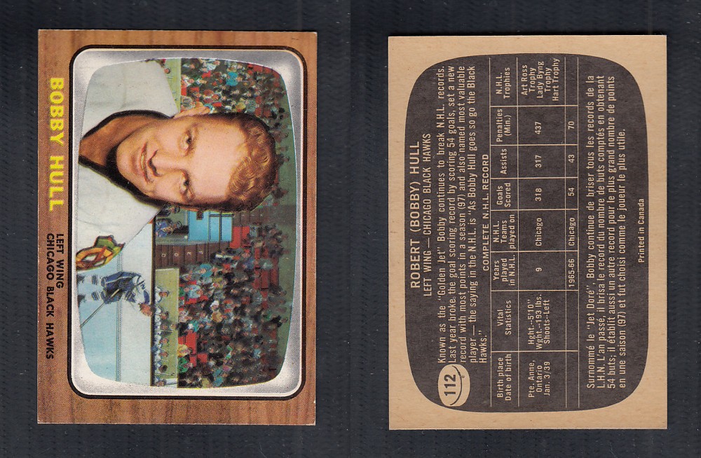 1966-67 TOPPS HOCKEY CARD #112 B. HULL photo