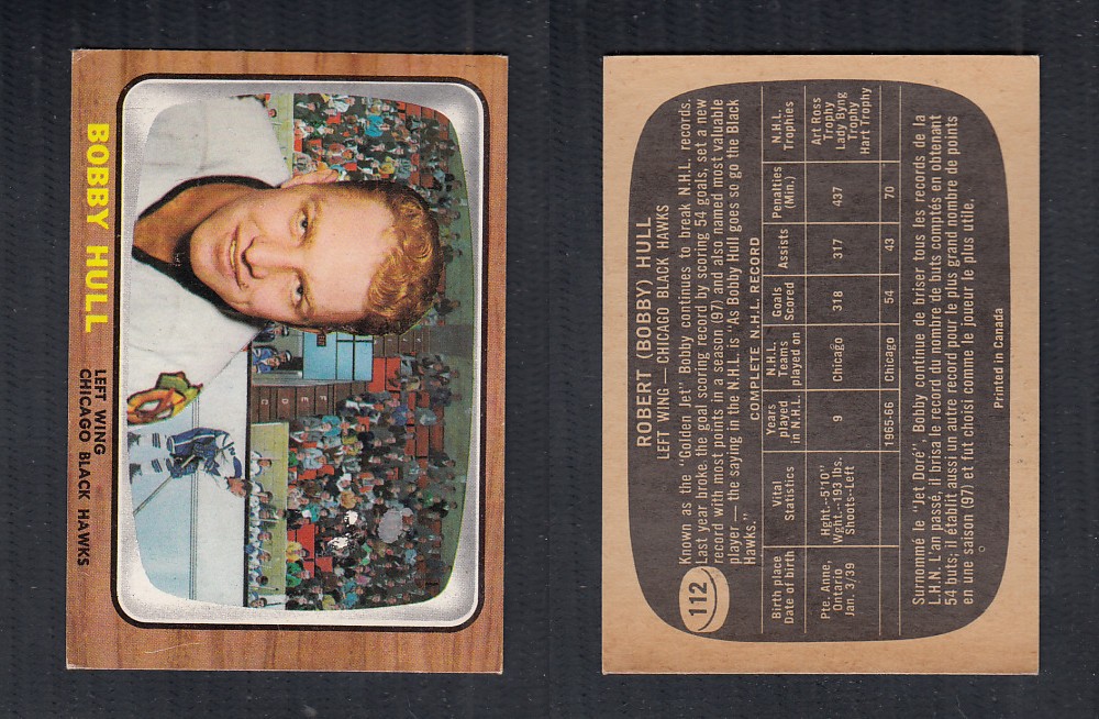 1966-67 TOPPS HOCKEY CARD #112 B. HULL photo