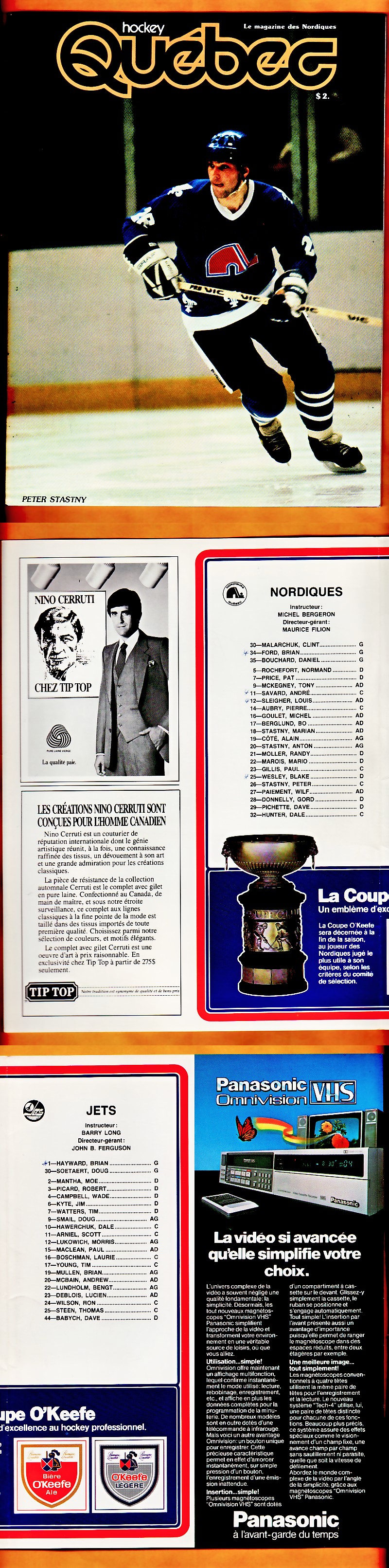 1983-84 QUEBEC NORDIQUES VS WINNIPEG JETS PROGRAM photo