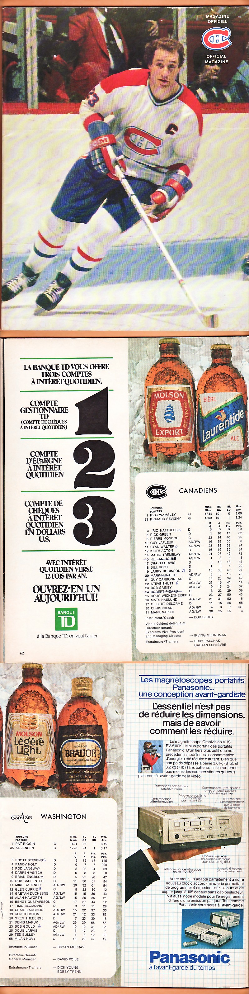 1982 MONTREAL CANADIENS VS WASHINGTON CAPITALS PROGRAM photo