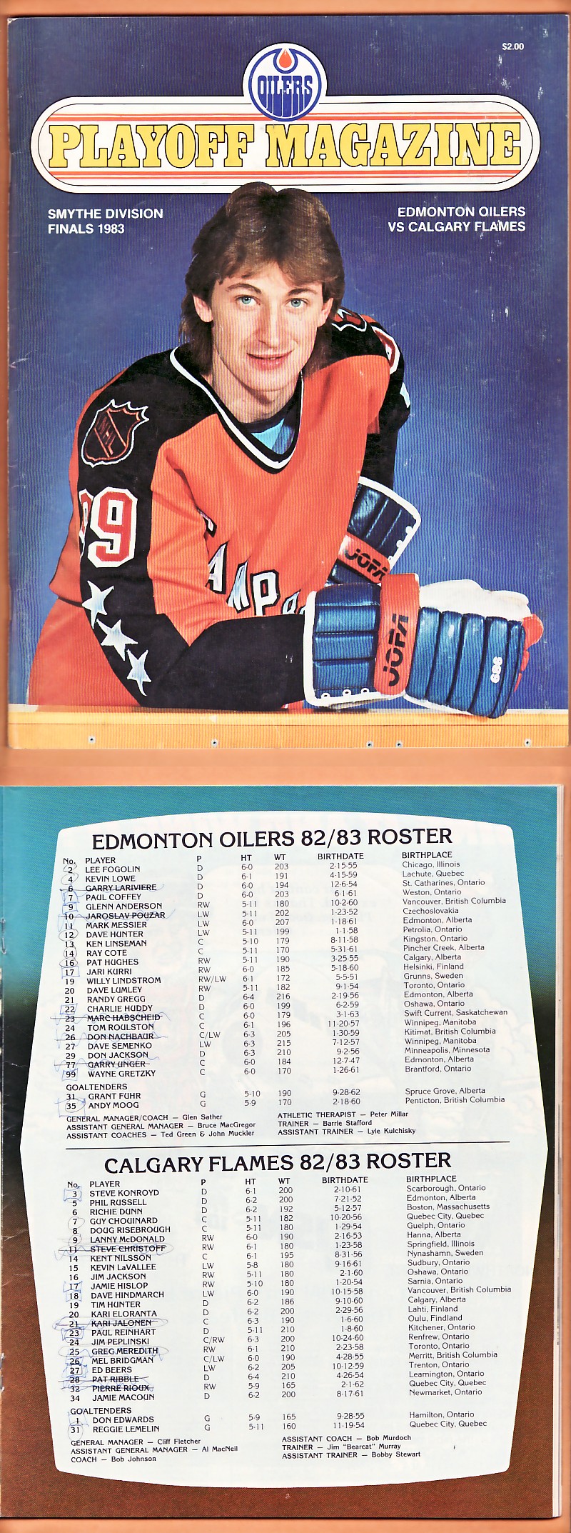 1983 EDMONTON OILERS VS CALGARY FLAMES PROGRAM photo